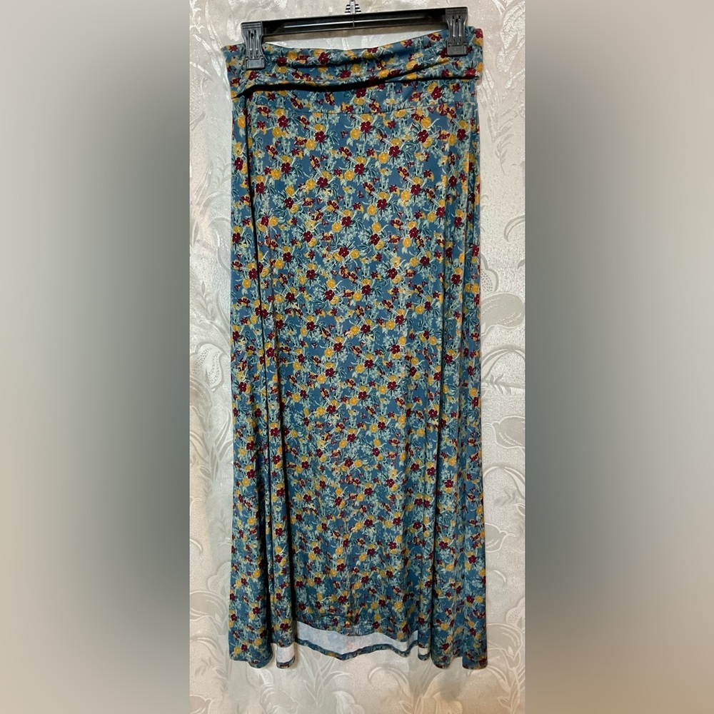 LuLaRoe Simply Comfortable Maxi Skirt Blue & Gold